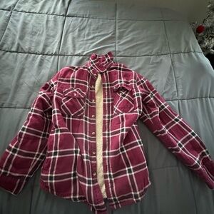 Wrangler Maroon Plaid Sherpa-Lined Shirt